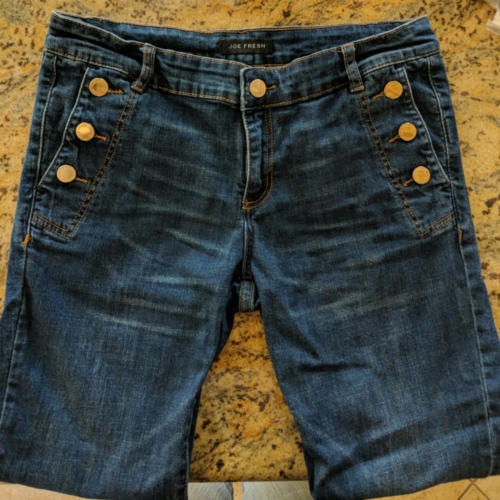 Joe Fresh Sailor Button-Up Flare Bottom Jeans